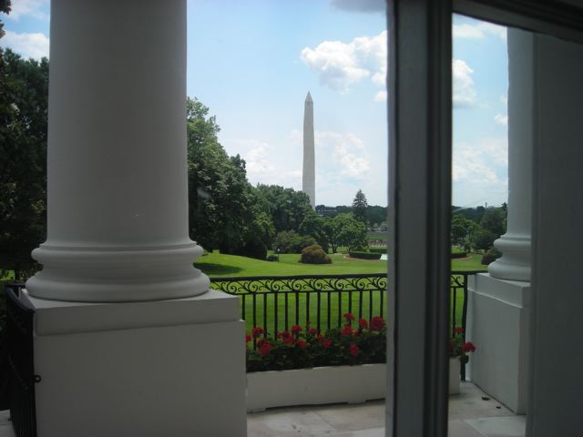 View of Washington Monument from outside the East Room